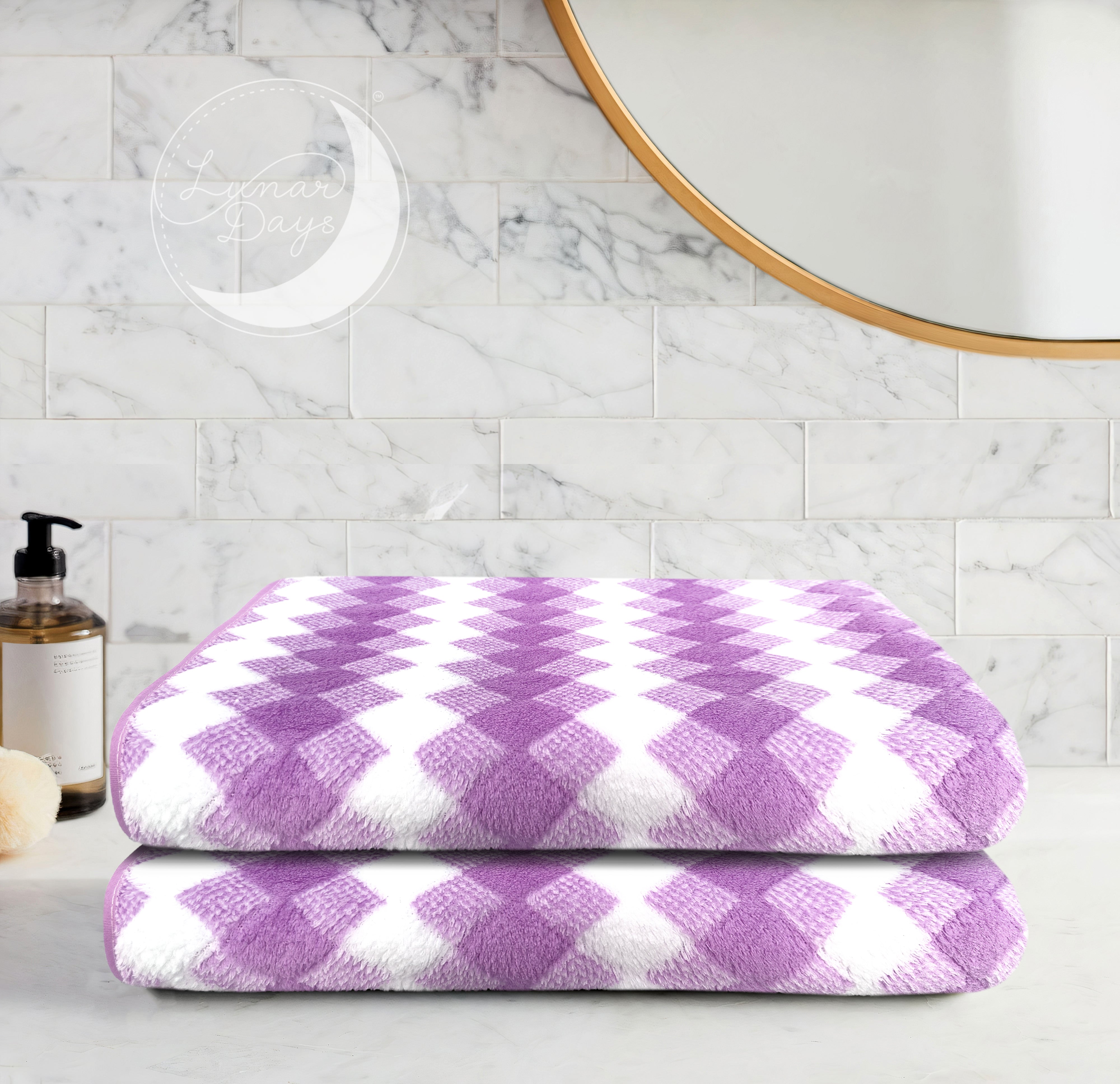 Lunar Days 300 GSM Microfiber Towels for Bath with Hanging Loop