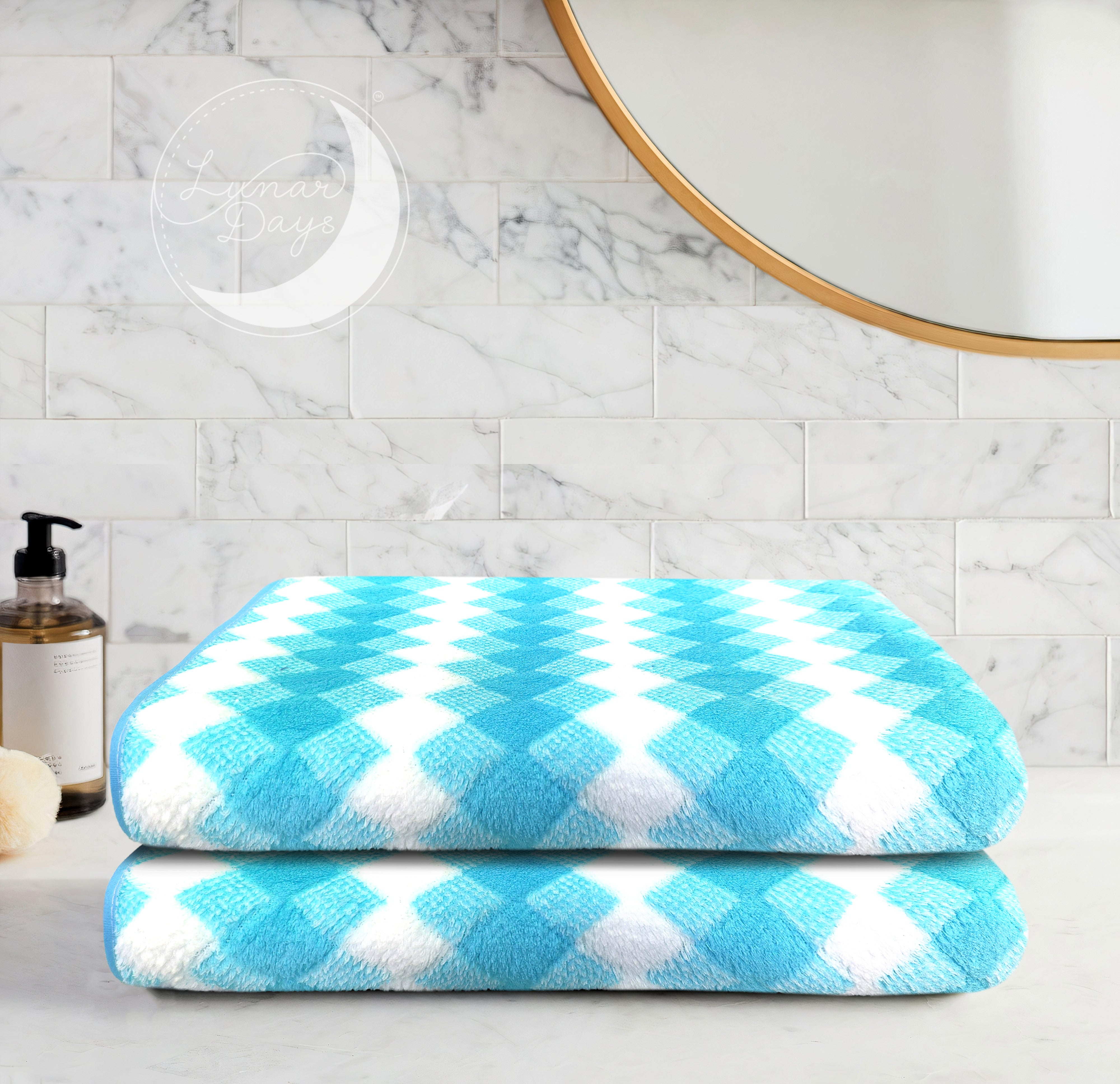 Lunar Days 300 GSM Microfiber Towels for Bath with Hanging Loop