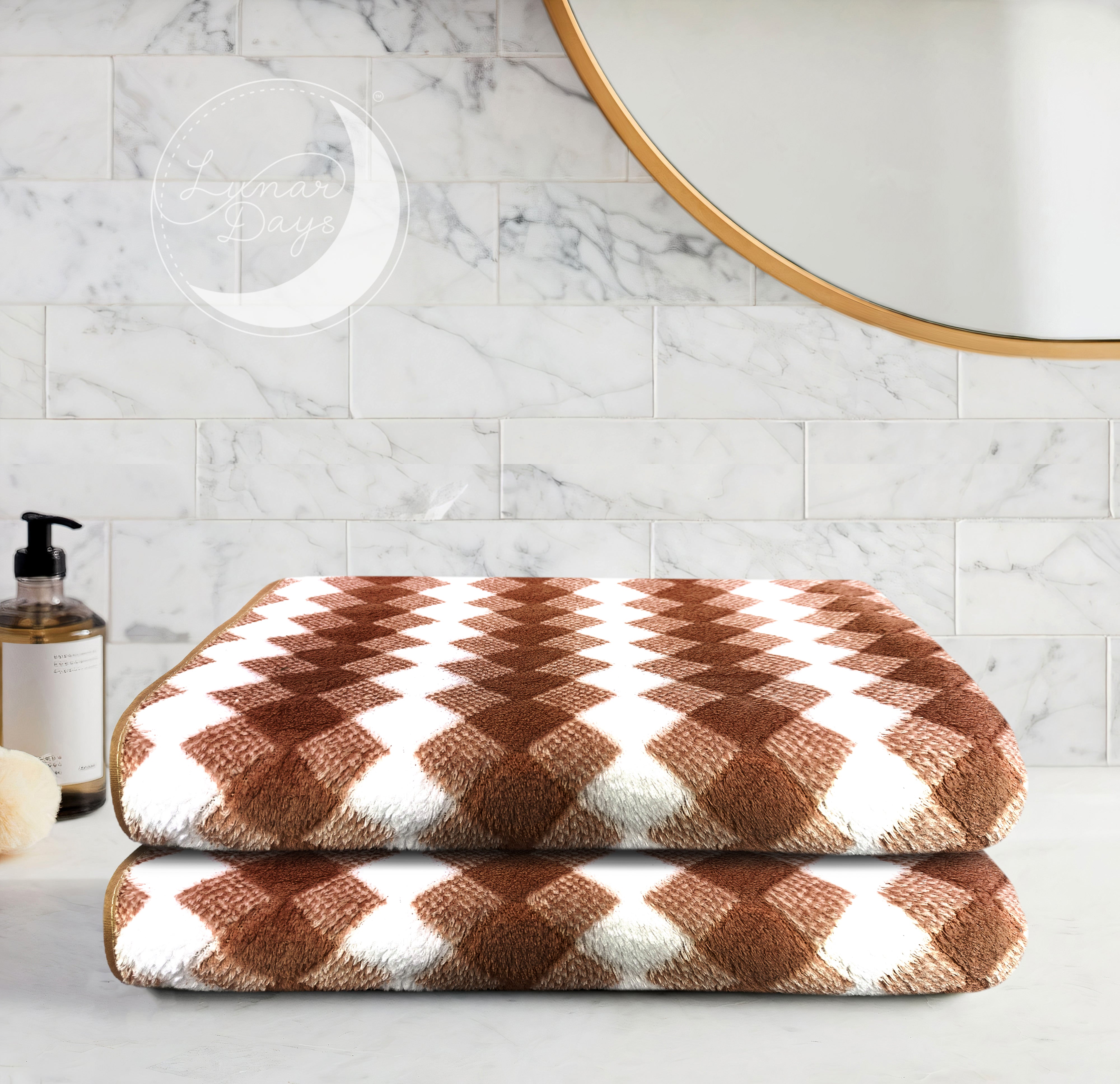 Lunar Days 300 GSM Microfiber Towels for Bath with Hanging Loop