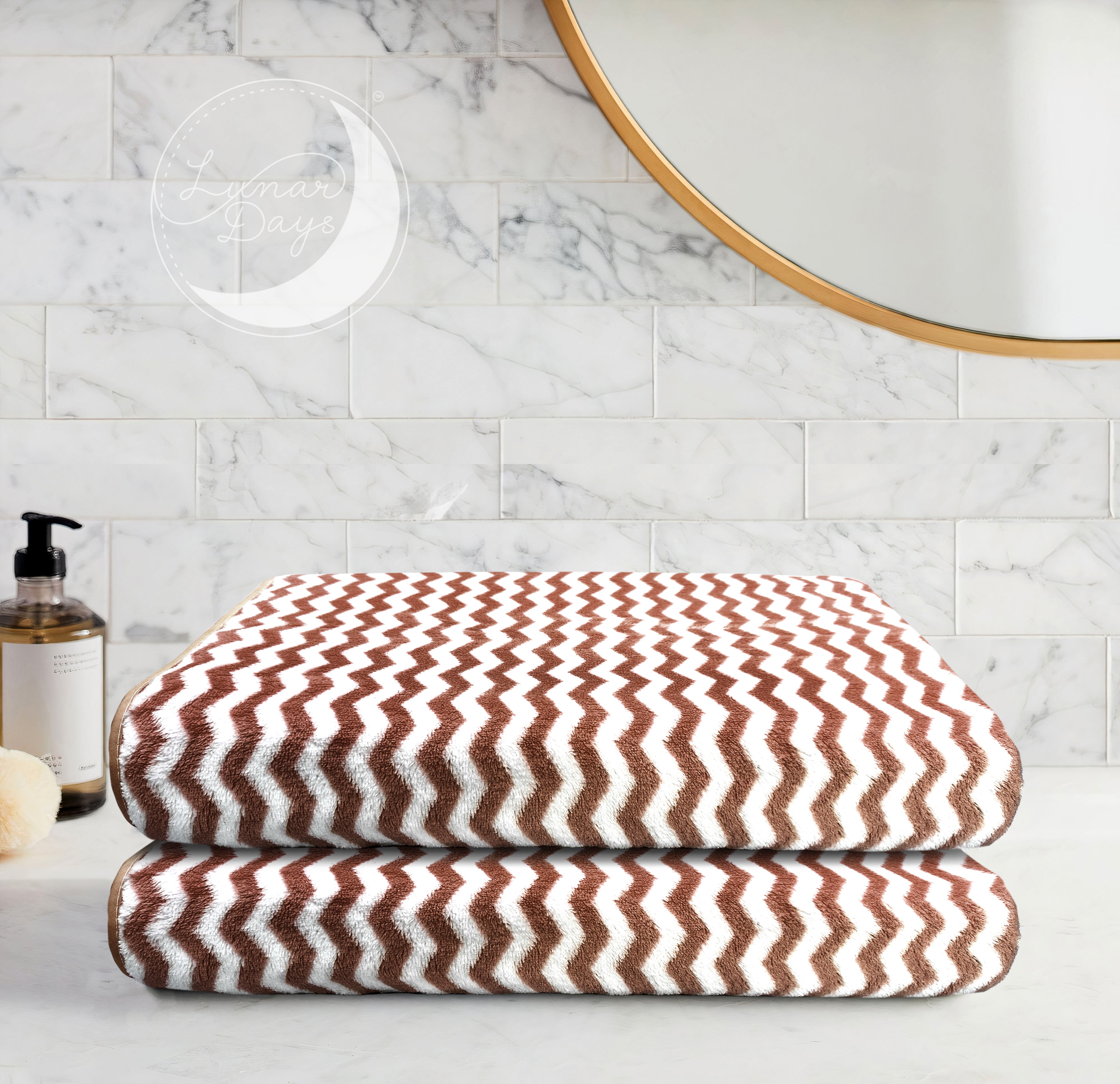 Lunar Days 300 GSM Microfiber Towels for Bath with Hanging Loop