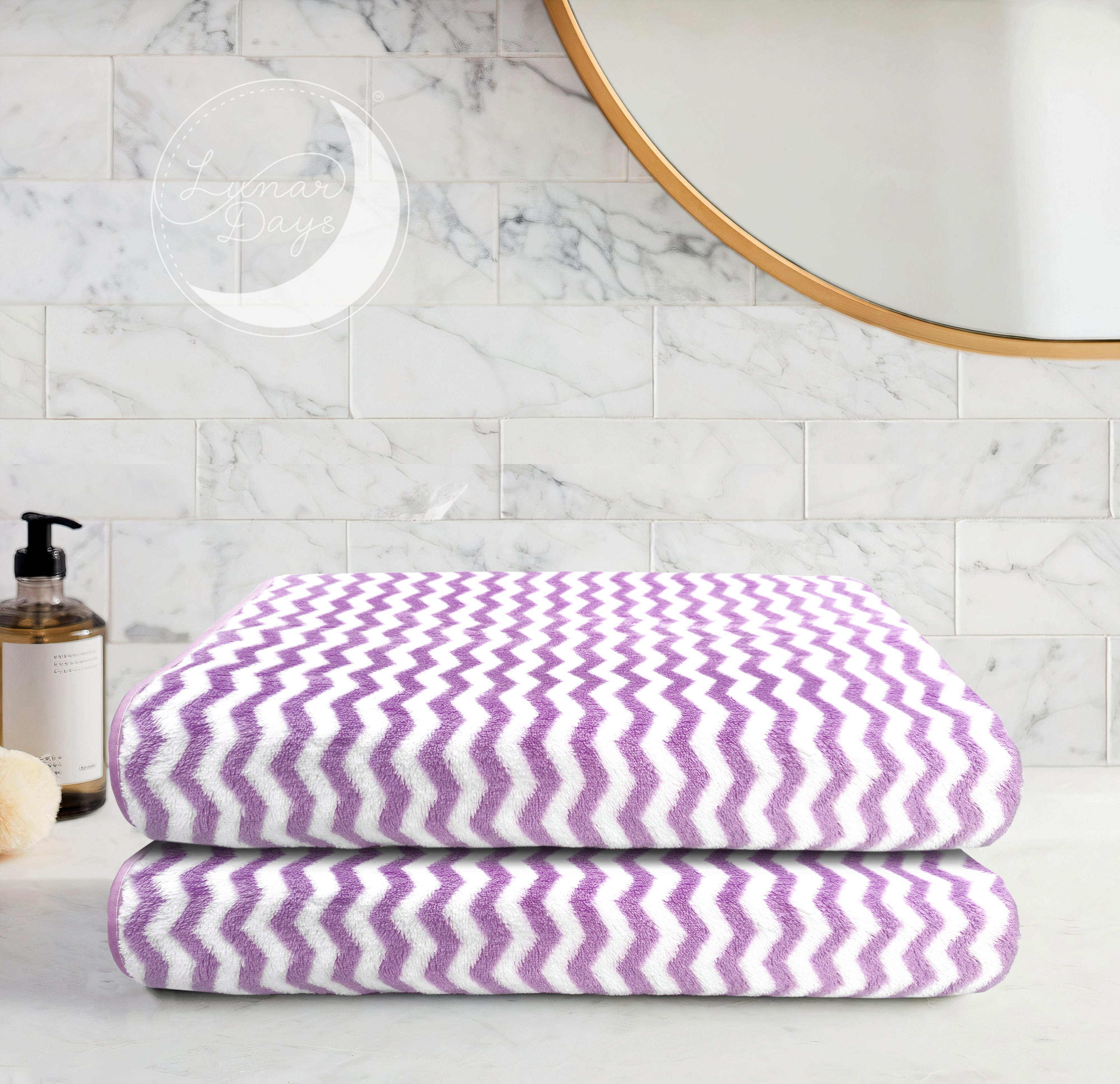 Lunar Days 300 GSM Microfiber Towels for Bath with Hanging Loop