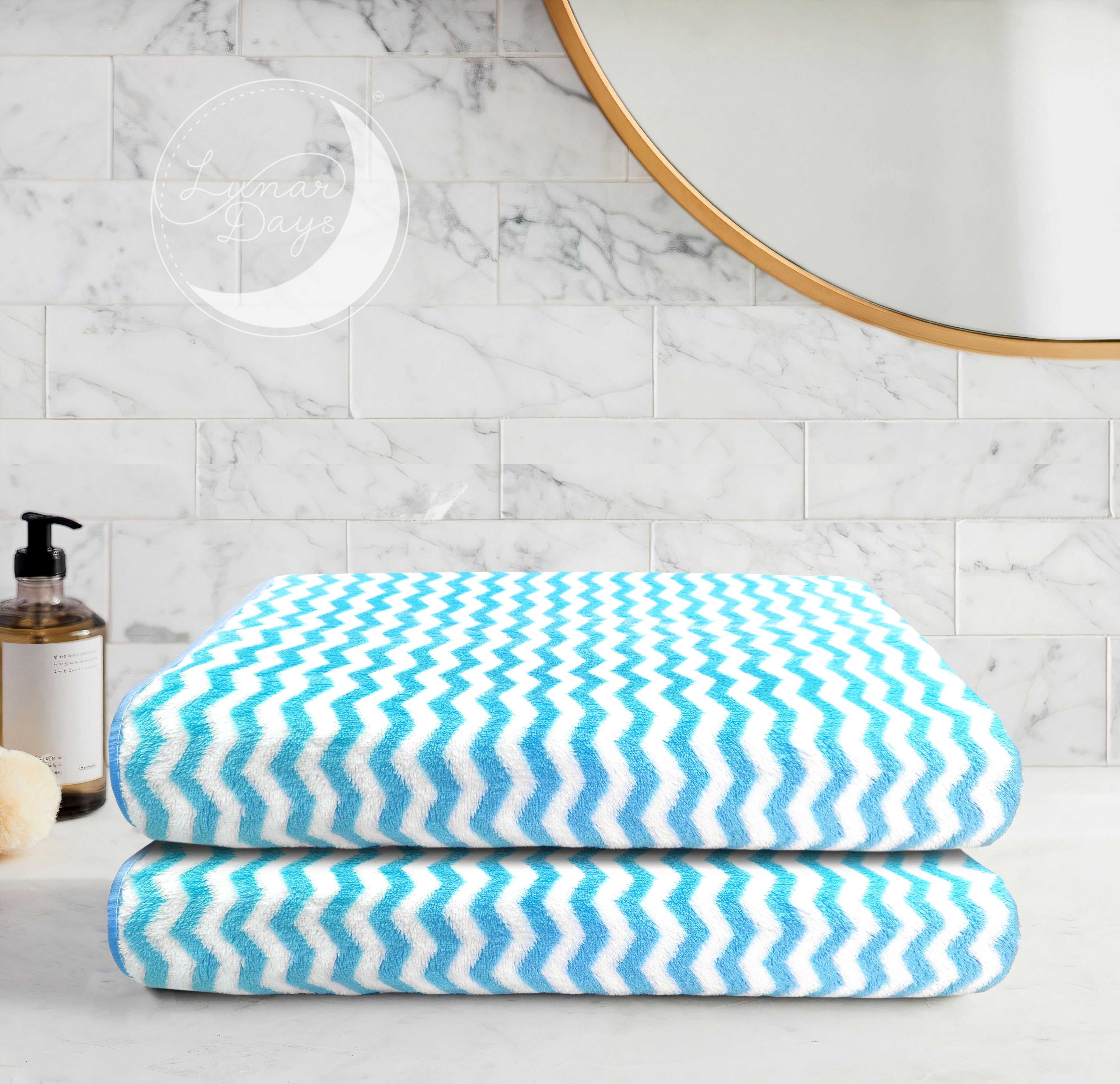 Lunar Days 300 GSM Microfiber Towels for Bath with Hanging Loop