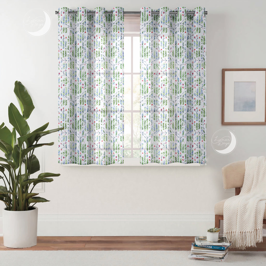 Lunar Days Semi Transparent Net Sheer Polyester Leaf Curtains