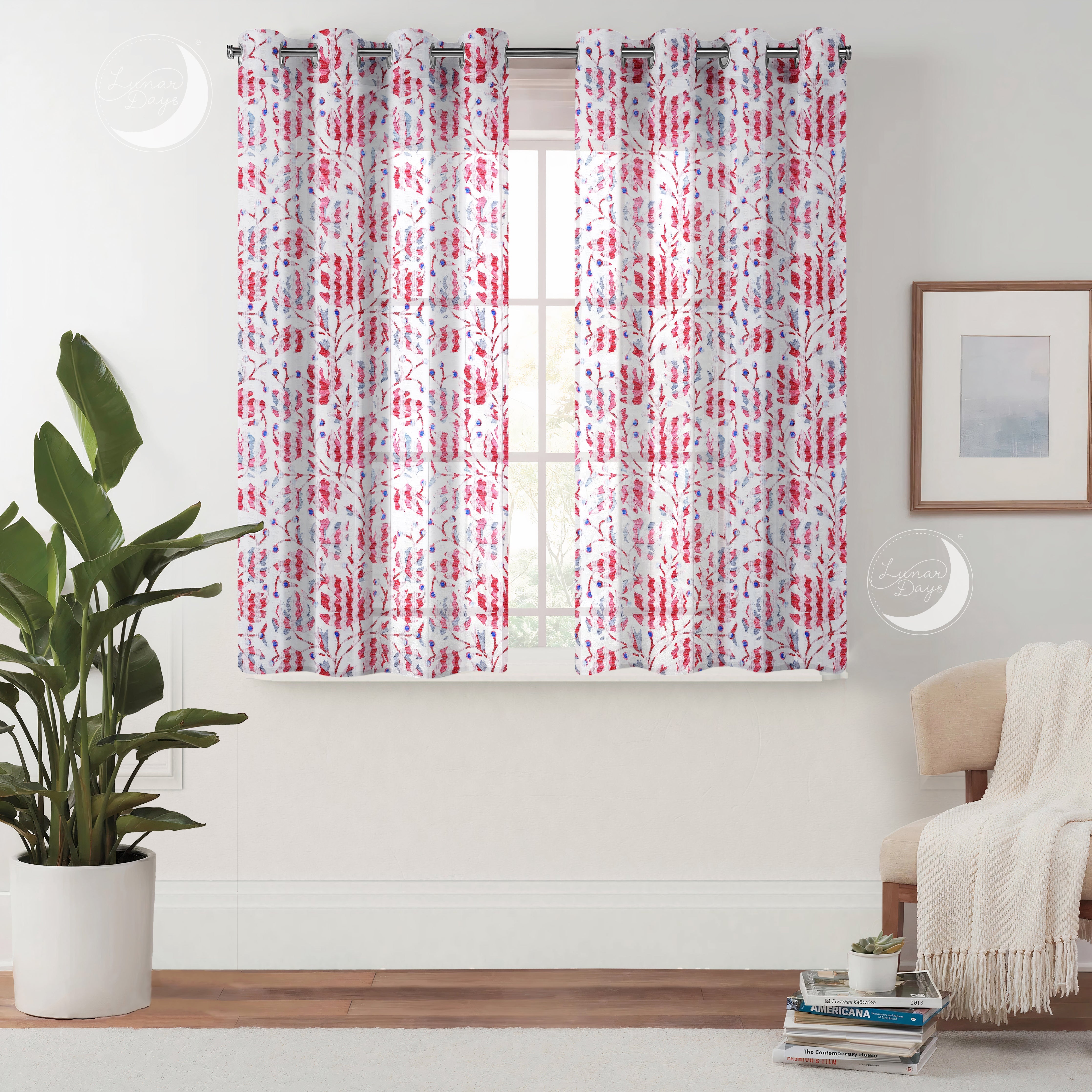 Lunar Days Semi Transparent Net Sheer Polyester Leaf Curtains