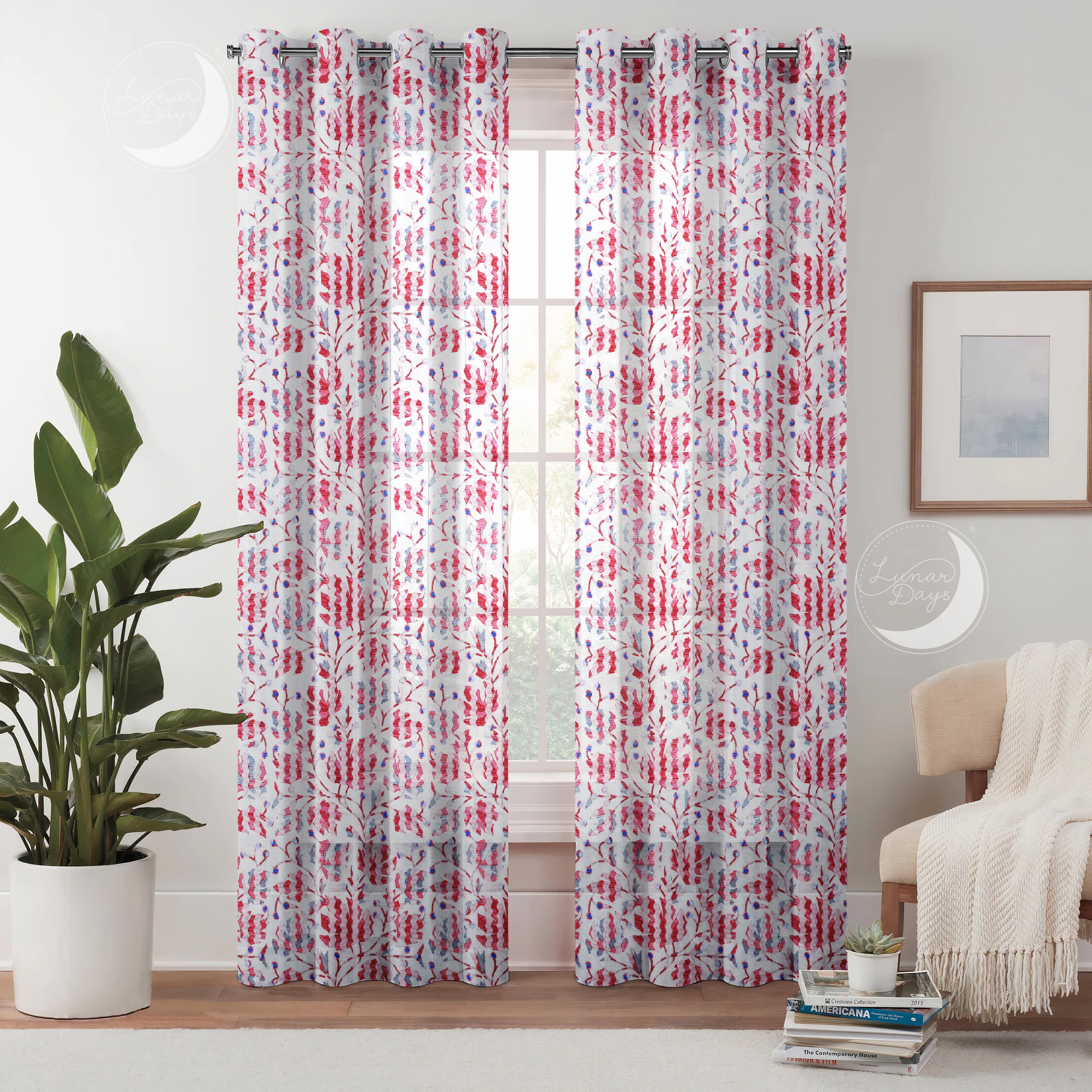 Lunar Days Semi Transparent Net Sheer Polyester Leaf Curtains